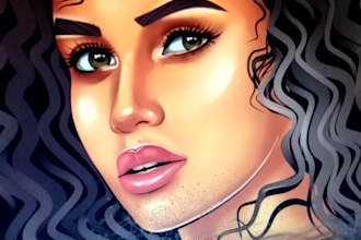 draw a very beautiful caricature for your logo