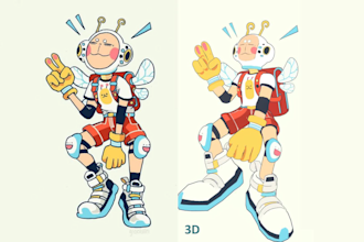 model 3d cute stylized character from your sketch