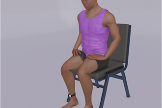 do realistic fitness, workouts, gym, yoga, exercise animation in 3d, 2d, or gif