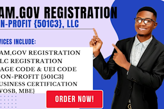 register your sam gov, nonprofit 501c3, llc, uei, and cage code