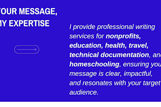write SEO content for nonprofits, education, health, travel, technical writing