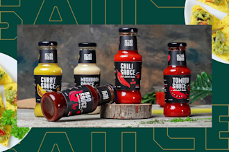 design a unique label packaging for hot sauces