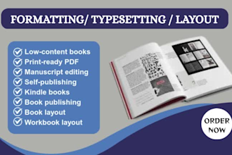 do kindle book ebook formatting, document typesetting, paperback and book layout