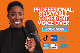 record a professional black british female voiceover