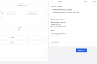 build an invoice maker web app with pdf export and real time preview