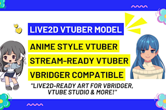 draw vtuber model, 2d vtuber model, live2d model, live 2d vtuber model, vbriger