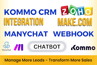 integrate zoho, kommo CRM with openai, chatbot, zapier, intercom, make, manychat