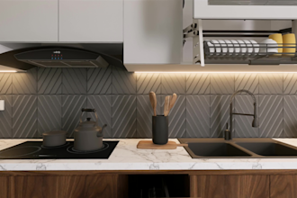 design kitchen interior in 3d and rendering