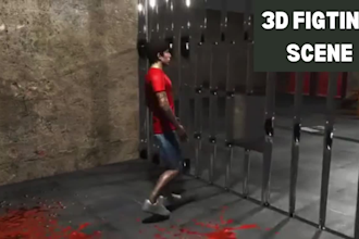 create a 3d fighting scenes, character animation, short film, teaser video, vfx