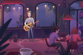 create looped animation for lo fi music video or twitch stream