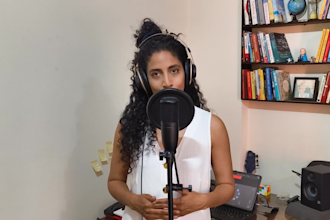 record a female english voice over in an indian accent