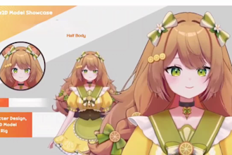 draw and rig 2d vtuber model, live2d vtuber model 2d vtuber rigging live2d