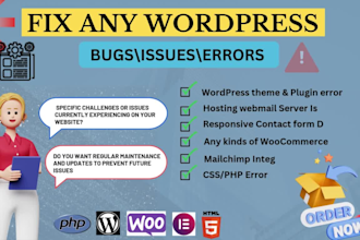 troubleshoot and fix wordpress bugs, and broken sites