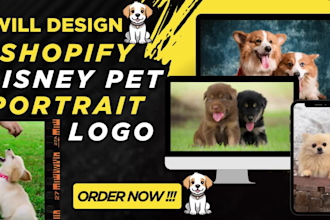 design disney pet portrait logo ugc kick pets foods store