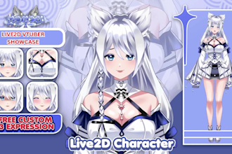 design live2d vtuber model, 2d vtuber character, vtuber design, live2d rigging