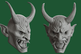 sculpt 3d cosplay mask power rangers, 3d helmet 3d oni mask for 3d printing