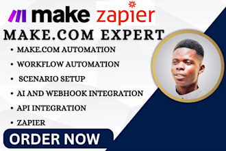 set up make com made com workflow scenario automation, zapier integromat expert