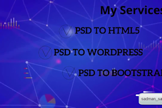 convert xd, sketch, PSD to html with bootstrap,  wordpress