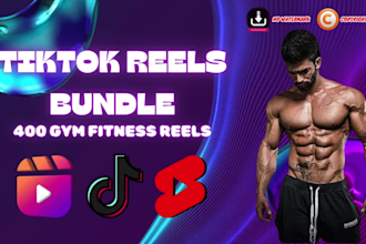 give you gym fitness reels bundle for tiktok, insta, and youtube