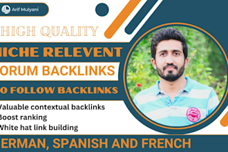 do german, french and spanish niche relevent forum backlinks