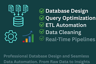 build python etl pipelines and sql databases for automation