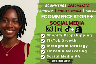manage ecommerce dropshipping social media, linkedin tiktok instagram account