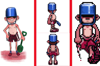 create custom pixel art animation, sprites, and game characters in 8 bit style