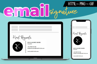 design clickable static and animated email signature HTML