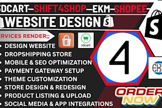 design shift4shop 3dcart numonday squarespace ekm shopee shopify website design