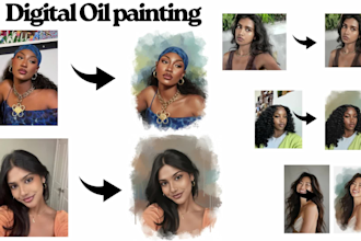 create a realistic digital oil painting portrait from your photo