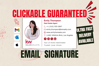 make clickable HTML email signature for gmail outlook more