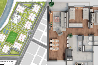 render 2d and 3d floorplan of apartment, house, office, building, restaurant