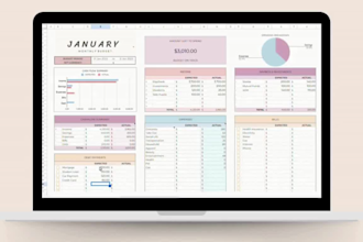 design custom budget planner, financial tracker, savings or expense templates