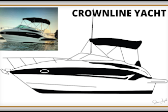 create line art or illustration of boat, yacht, car, object
