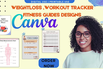 design workout planners, fitness guides, weight loss trackers, diet trackers