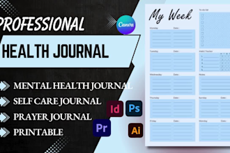 design mental health journal, self care journal, prayer journal printable