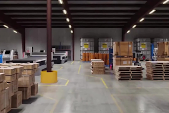 do 3d realistic model and rendering of warehouse and industrial product room