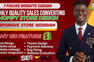 set up shopify store design, wix website design, godaddy and squarespace