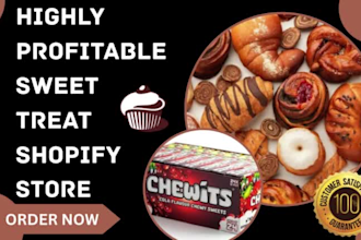 design candy store chocolates store cookies ice cream cake website shopify store