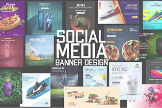 design creative social media banner, flyer designs, ads