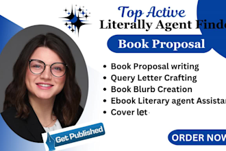 write book proposal, query letter, book blurbs and get you ebook literary agent