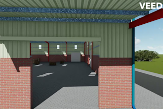 design 3d industrial warehouse , 3d exterior, interior, and rendering