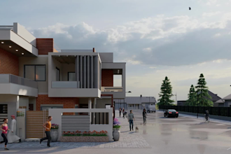 design house exterior and elevation on sketchup with renders