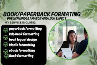 edit, format your ebook for amazon kdp, lulu, create space, ingramspark, kobo