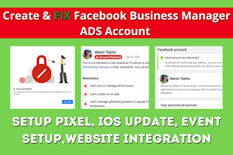 create and fix facebook business manager, ad account