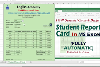 create automated student report card in excel