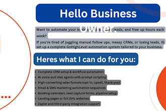 setup gohighlevel CRM automation expert ai agent gohighlevel sales funnel