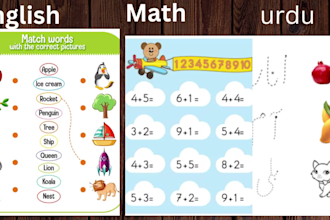 creat english, urdu, and maths worksheets