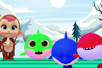 animated kids learning videos, nursery rhymes, baby shark for youtube channel
