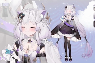 draw and rig live2d model, 2d vtuber model, live2d vtuber rigging, anime vtuber